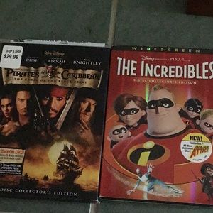 2 DVDs: The Incredibles, Pirates of the Caribbean